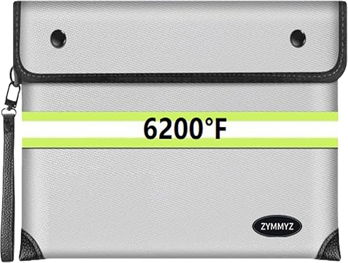 6200°F Upgraded Fireproof Document Bag with Waterproof Zipper,9 Layers of Heat Insulated Materials,Fireproof Money Bag for Cash,Valuables and Important Documents（Not Suitable for A4 Files）