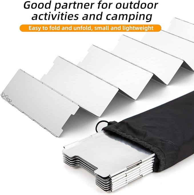 Camping Stove Windscreen 12 Plates Ultralight Folding Camp Stove Windscreen Portable Camping Stove Windshield for Use with Alcohol Stoves and Other Backpacking Stoves Butane Stoves