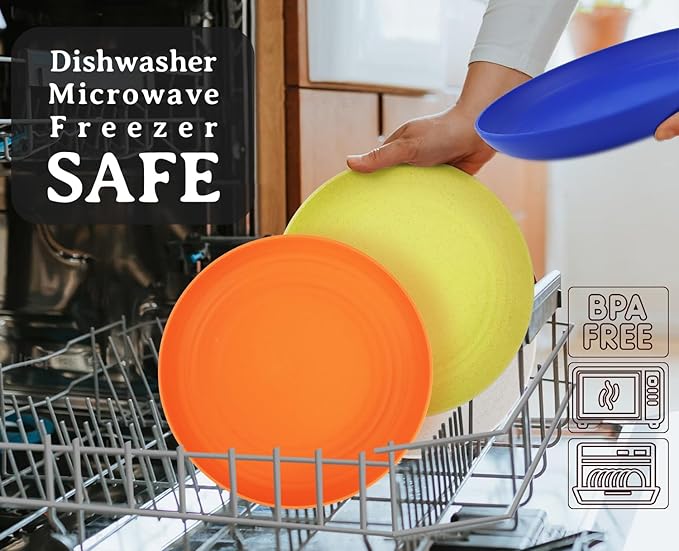 Homienly 5.7 Inch Dessert Plates Set of 8 Small Wheat Straw Plates Appetizer Plate for Kitchen Unbreakable Snack Plate for Kids, Snack, Side Dish(Classic Art Series - Mondrian)