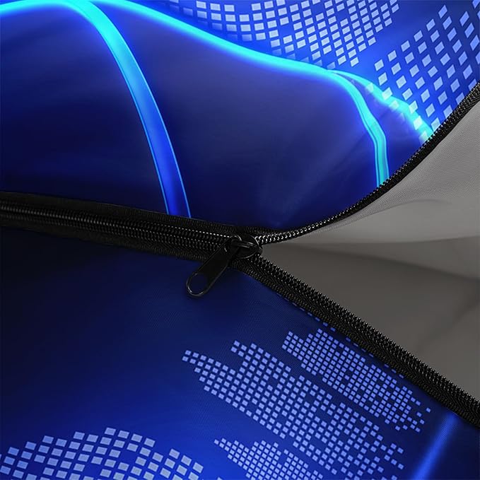 AILONEN Blue Glowing Basketball Sleeping Bag for Kids Boys,Warm and Cool Weather,Lightweight,Waterproof Backpacking,City Theme Ball Sports Sleeping Bag for Camping