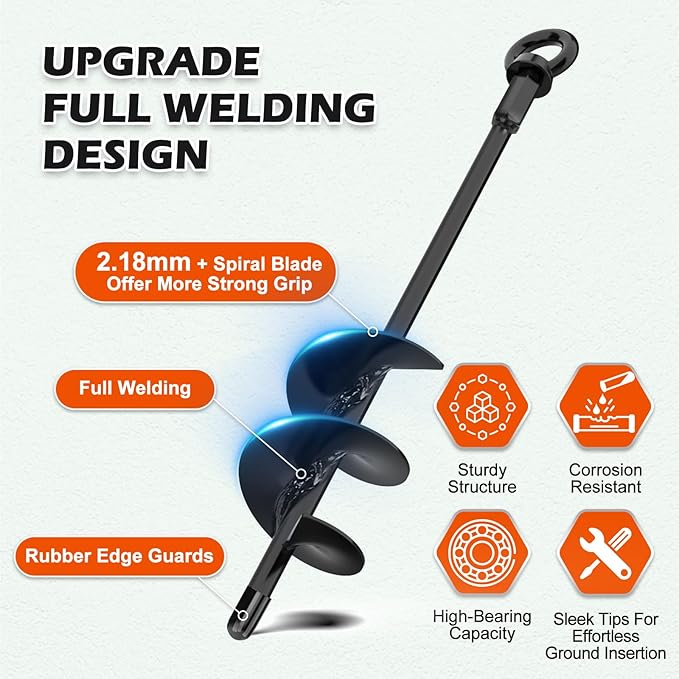 4 Pack 18" Fully Welded Ground Anchors Shed Anchor Kit with 1/8" Galvanized Cable, Heavy Duty Earth Anchors High Wind Screw in for Trampoline Swingset Tent Greenhouses (Black)