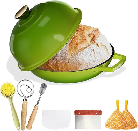 YUTANN Enameled Cast Iron Dutch Oven, 5 QT Nonstick Dutch Oven, Titanium Nonstick Coating, Ideal for Bread Baking/Braising/Roasting, Oven, Gas Stove and Stovetop Safe, Safe Material & Easy to Clean