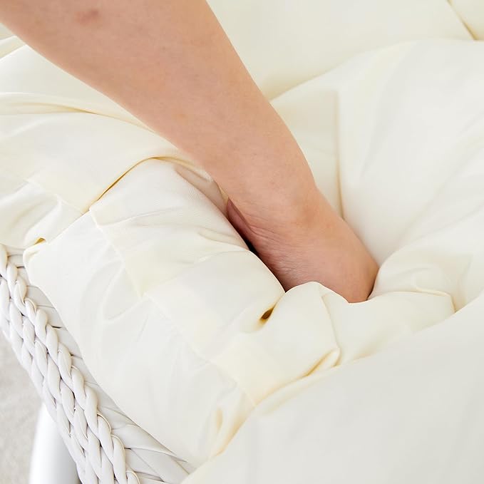 JUFU Egg Swing Chair with Stand，Patio Hanging Basket Chair Outdoor，Hammock Chair with Cushions and Pillow,Hanging Egg Chair with Aluminum Steel Frame for Indoor Bedroom Balcony