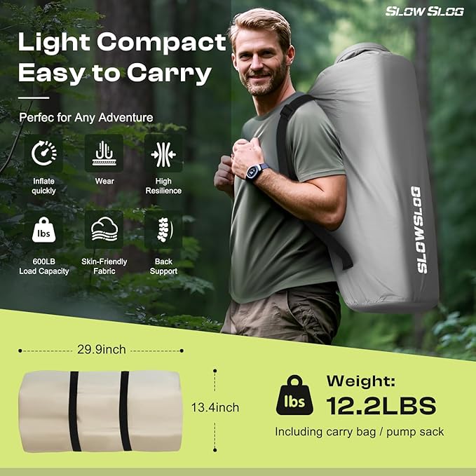 Self-Inflating Sleeping Pad with Portable Electric Air Pump, 4in Thick Memory Foam Camping Mattress for Tent Cot & Car Travel, Fast Inflate & Deflate Camping Pad