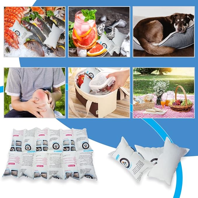 Dry Ice Pack Sheet for Shipping Frozen Food, Reusable Freezer Gel Packs for Coolers, Lunch Box Bag Cold Long Lasting, Cold Shipping Packaging for Mailing perishables 13.3"x 6.5" 2x6 Cells 100 Sheets