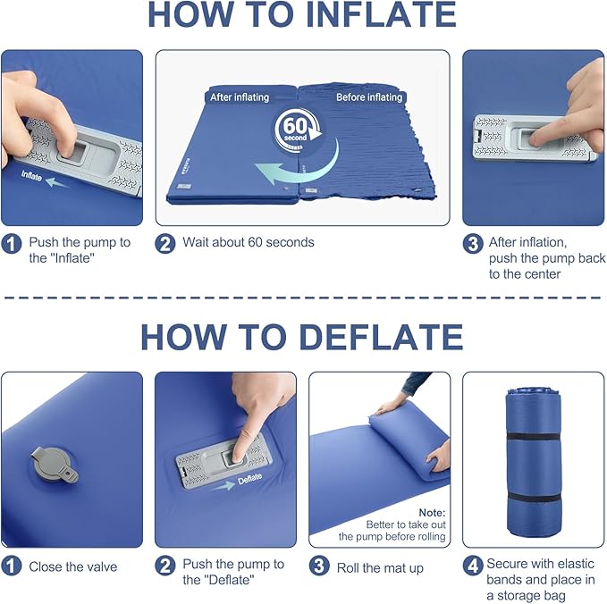 Elegear Self Inflating Sleeping Pad, Built-in Electric Pump 3.1" Ultra-Thick Memory Foam Camping Mattress with Pillow Foam Sleeping Pad for Camping R-Value 9.5 Foam Camping Pad for Car/Traveling