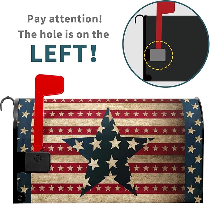 Happy 4th of July Magnetic Mailbox Cover Large Size 25.5x21inch Star Independence Day Post Letter Box Wrap Happy Holiday Dust-Proof Postbox Covers for Home Outdoor Garden Yard