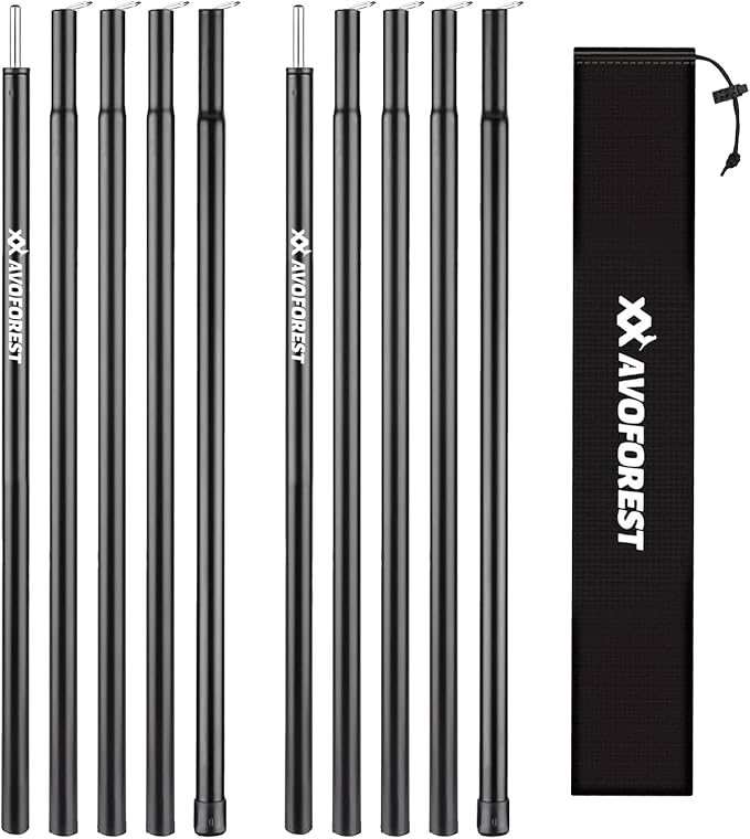 Tent Poles for Tarp, AVOFOREST Camping Tent Tarps Poles Adjustable Camping Accessories 76in Heavy Duty Poles Thicker Tent Pole with a Diameter of 0.65in for Backpacking Hiking Awning