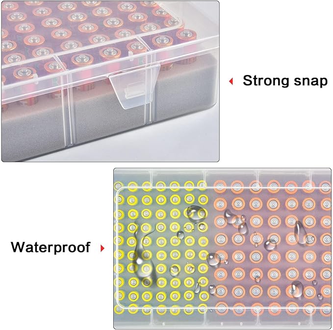 Battery Storage Organizer Case, Battery Vault Box Holder Container for 134pcs AA AAA Batteries, Garage Organization Carrying Bag Fits Home Kitchen Warehouse (Batteries Not Include)