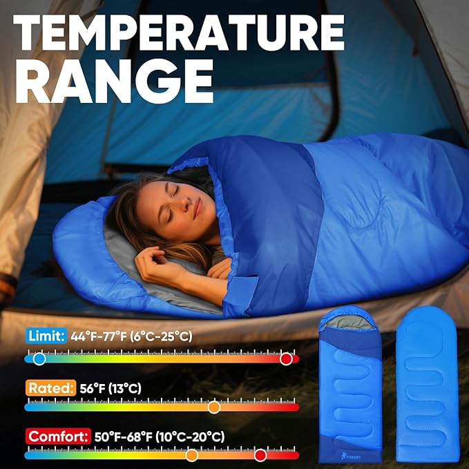 PTEROMY Sleeping Bags for Adults, Lightweight Water Resistant Backpacking Camping Sleeping Bag for Warm Cold Weather, Camping Essentials for Hiking Outdoor Travel