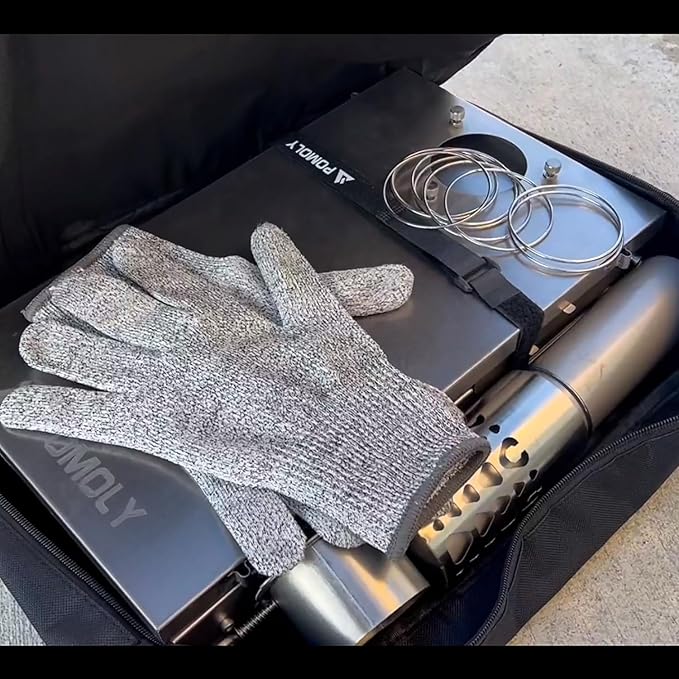 Camping Wood Stove Hot Tent Stove, POMOLY Ti 0.6 Portable Lightweight Titanium Stove for Hiking, Cooking, Heating (Stove Pipe 9.84ft / 3m)