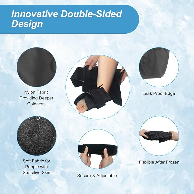 Ankle Ice Pack Wrap for Swelling, Foot Ice Pack Wrap, Reusable Foot Cold Cure Wrap for Ankle,Foot,Heel Pain Relief, Achilles Tendonitis, Plantar Fasciitis