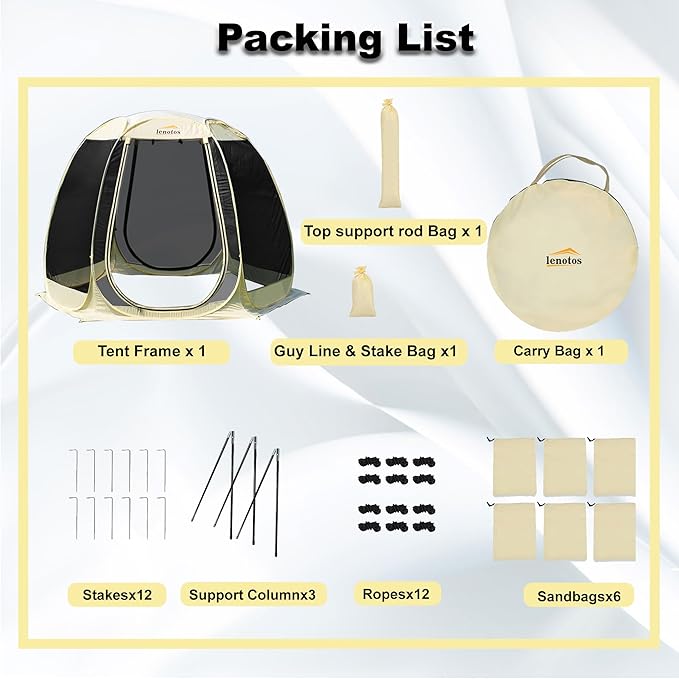 Pop Up Screen House, 10'x10' Outdoor Screen Tent for Camping, Screened Gazebo with Mosquito Netting, Carry Bag