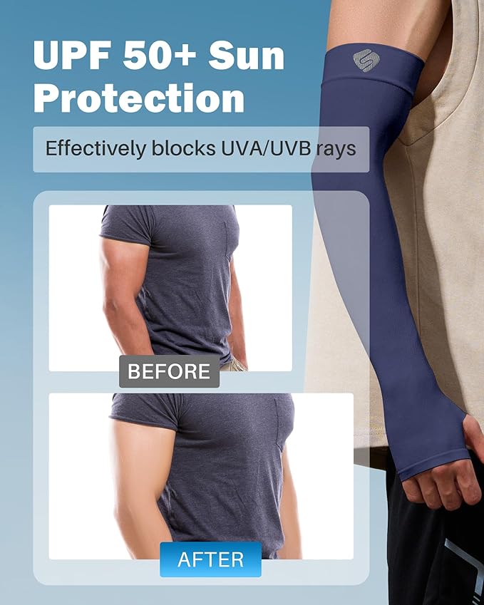 Arm Sleeves for Men Women UV Sun Protection Compression Arm Warmer Tattoo Cover Up, Sports Golf Cooling Sleeves