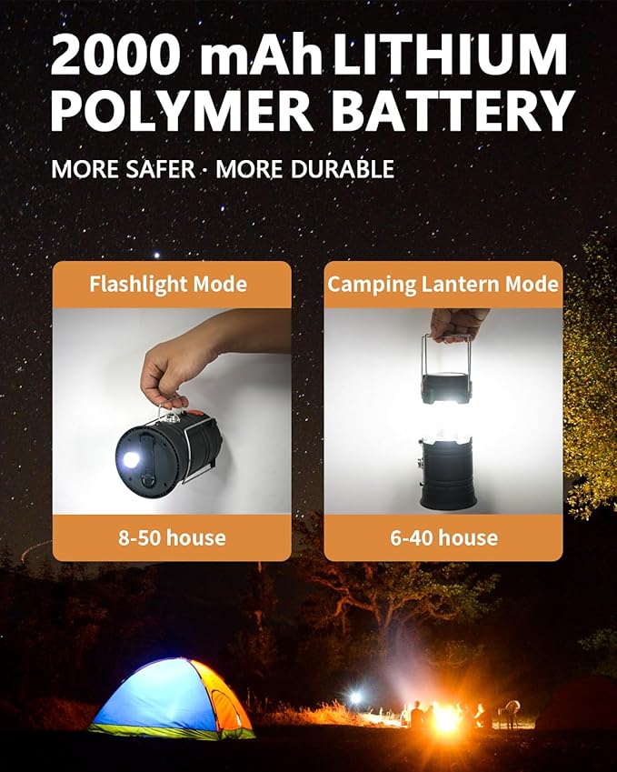Hand Crank Solar Camping Lantern, Large Capacity Portable Ultra Bright LED Torch, USB Charger, Electronic Lantern for Outdoor (2)