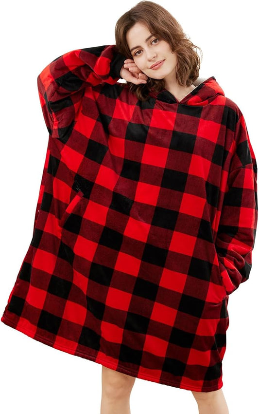 LetsFunny Blanket Hoodie,Oversized Wearable Sherpa Fleece Blanket Sweatshirt,Super Soft Warm Cozy with Giant Pocket,Gifts for Women Men Adults Teenagers Kids, One Size Fits All