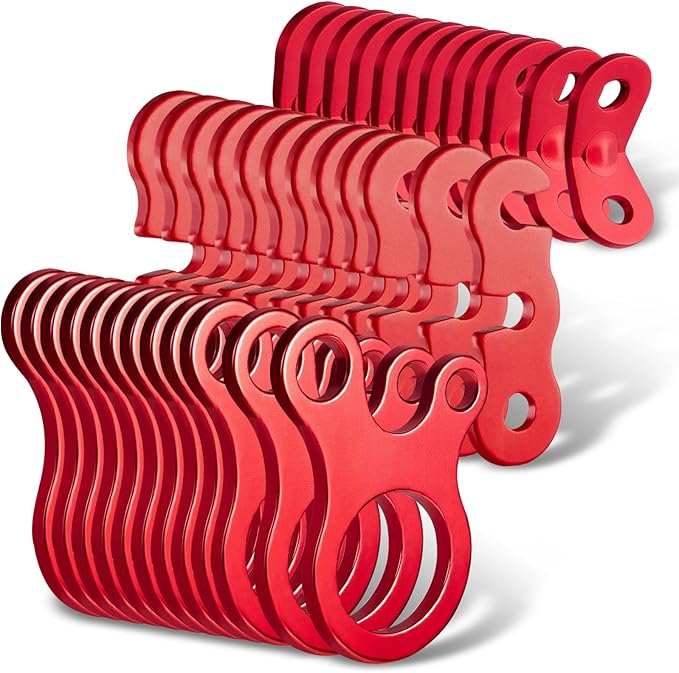 36 Pieces Tent Rope Tensioner - 3 Types Alloy Guyline Tensioner Camping Tent Guyline Cord Adjuster Combination Camping Gear, Red