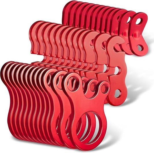 36 Pieces Tent Rope Tensioner - 3 Types Alloy Guyline Tensioner Camping Tent Guyline Cord Adjuster Combination Camping Gear, Red
