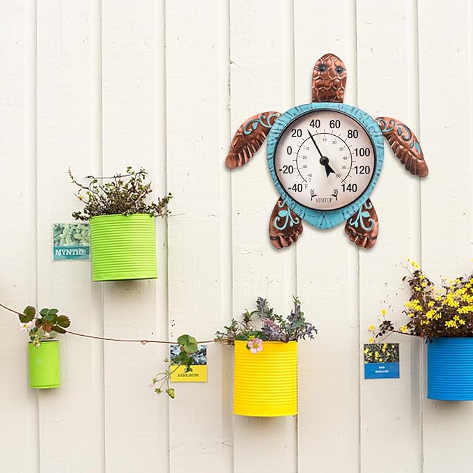 MUMTOP Outdoor Thermometer, Turtle Outside Wall Thermometer for Patio Yard Garden