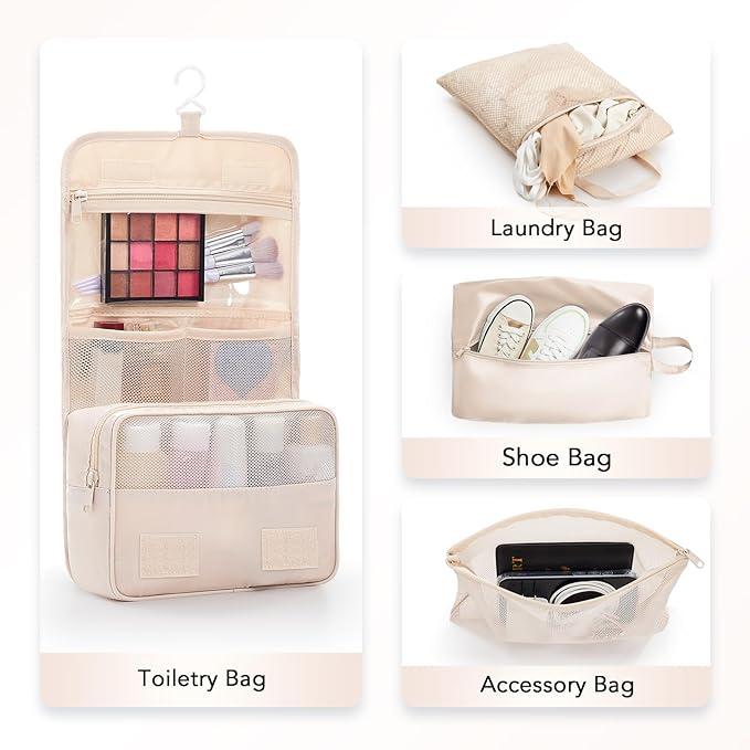 10 Set Compression Packing Cubes for Travel Women Mom,OlarHike Luggage Clothes Storage Gifts for Travelers,Airplane/Cruise/Car/Train Travel Essentials,Compressible Expandable Saver Space Bags(Beige)