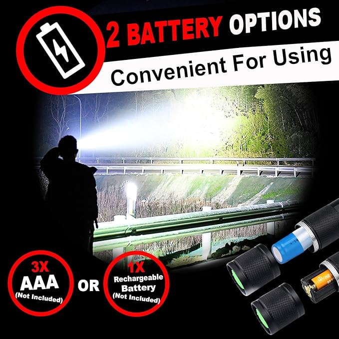 1 Mode Flashlights 2 Pack, Super Bright Zoomable LED Tactical Flashlight High Lumens, Water Resistant Portable Pocket Flash Light for Emergency, Camping, Home, and Gift - Turquoise