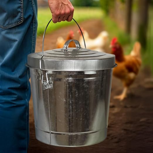 Plexon Galvanized Steel Locking Lid Trash Can, 6-Gallon