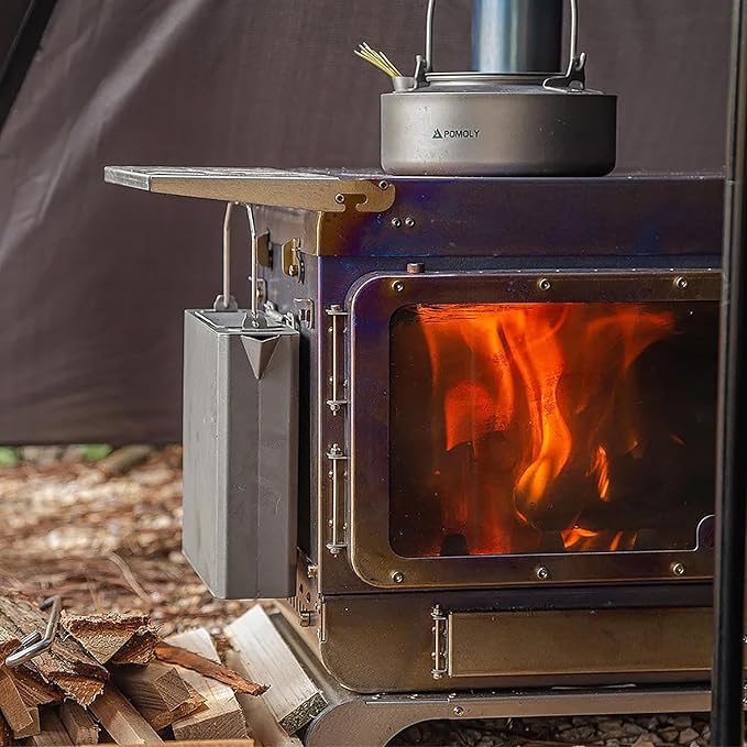 POMOLY Camping Tent Stove Wood Stove, Lumberjack Titanium Wood Burning Stove for Hiking, Cooking, Heating