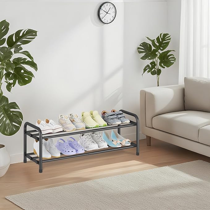 KANAV 2-Tier Expandable Shoe Rack, Adjustable Shoe Organizer & Storage for Closet, Small Space Saving Shoe Rack for Entryway, Bedroom, or Office – Sturdy & Durable Design