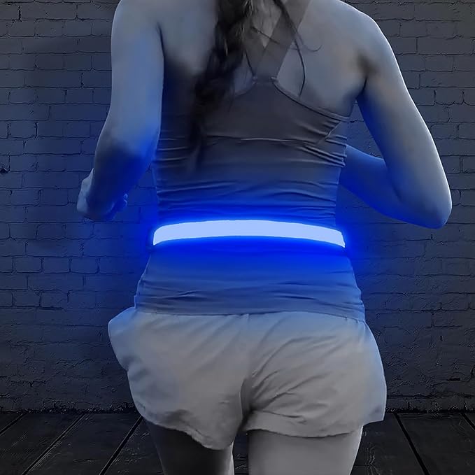 Illumifun LED Running Belt - USB Rechargeable Light Up Sash, High-Visibility Elastic Waistband Light for Running Cycling Hiking Camping Nighttime Activities