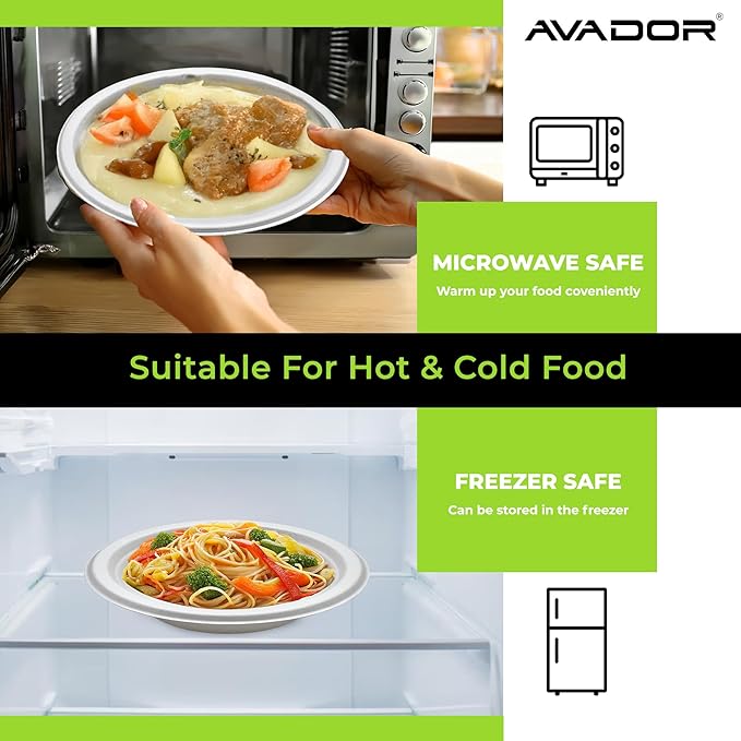 AVADOR® Compostable Tableware 100% Eco-Friendly & Biodegradable Dinnerware Eco-Conscious, Disposable, and 100% Biodegradable (12oz Bowl Pack of 200)