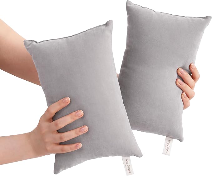 BEDSUM 2 Pack Tiny Pillows, 11"x7" Microfiber Mini Pillow for Travel, Pets, Soft and Machine Washable Small Pillows for Neck, Wrist, and Knee Comfort, Light Grey