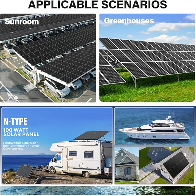 400 Watt Solar Panels, 2PCS 200W Monocrystalline 12V/24V PV Module 25% High-Efficiency Cell Half-Cut for RV Rooftop Camping Power Station Generator Off-Grid Application (2 Pack 200W)