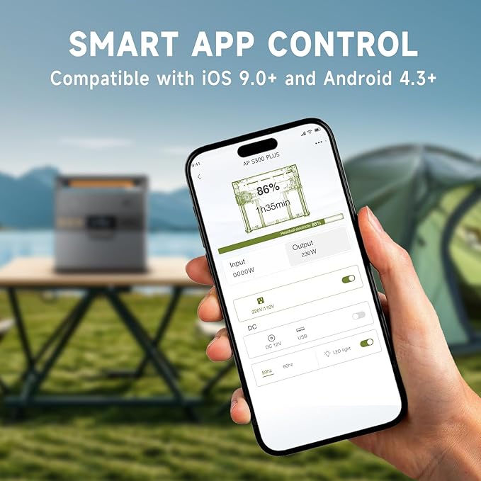 ALLPOWERS 300W Portable Power Station with SP027 100W Foldable Solar Panel, 288Wh/78000mAh Solar Generator (Peak 600w) Solar Powered Battery, 6 Outputs, for Outdoor Camping, RVs, Home Use