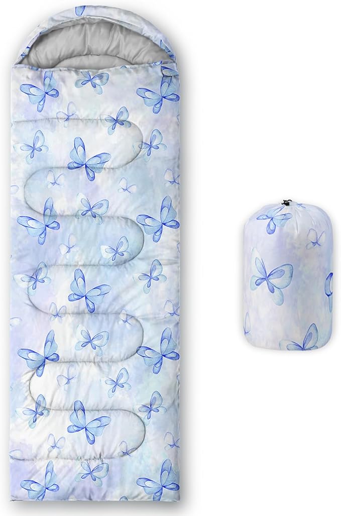 AILONEN Pink Lovely Rabbit Sleeping Bag for Girls Kids Adults,Warm and Cool Weather,Lightweight,Waterproof Backpacking,Cartoon Flowers Printed Bunny Sleeping Bag for Camping