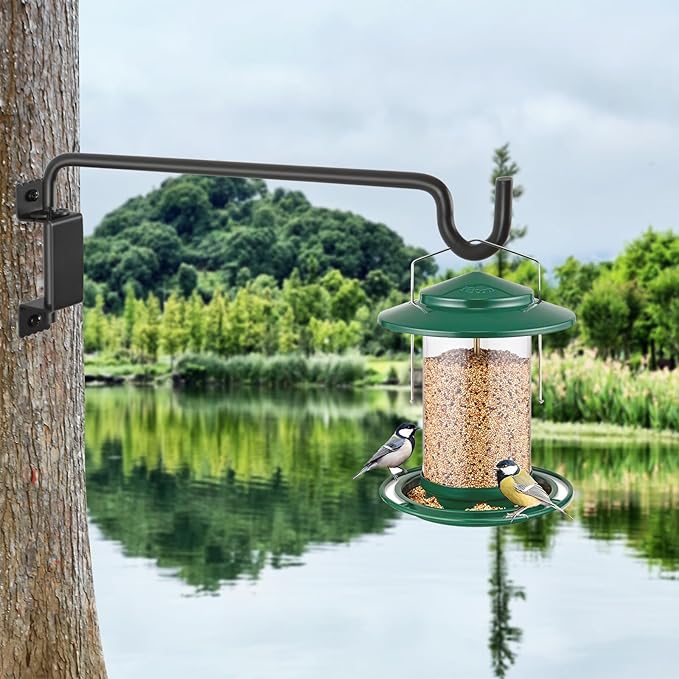 16"Swivel Plant Hanger - 360° Outdoor Hanging Brackets with 12-Directional Adjustable Hook, Rust Resistant Solid Steel Wall Mount for Bird Feeders, Indoor/Outdoor Plants, Garden & Patio