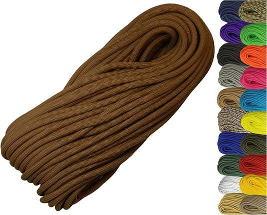 1/4" ParaMax Paracord 100 ft – 1000 lb Type IV Rope for Dog Leashes, Camping, Kayak Anchor - Made in USA - Coyote Brown