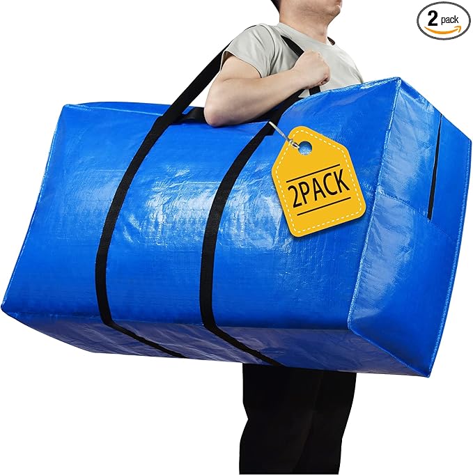 Extra Large Storage Bags, 41 Gallon XXL Jumbo Large Moving Bags Heavy Duty, Storage Totes Moving Boxes Supplies for College, Foldable Duffle Bag for Travel, 38x23x11inch - 2PACK