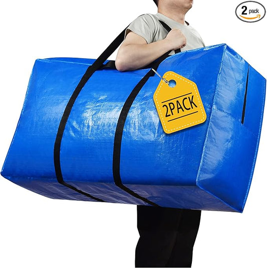 194 Gallon Extra Large Storage Bags, Zippered Outdoor Cushion Furniture Storage Bag with Handles,Jumbo Large Moving Bags Heavy Duty, Storage Totes Moving Boxes Supplies, 68x30x22 inch - 2PACK