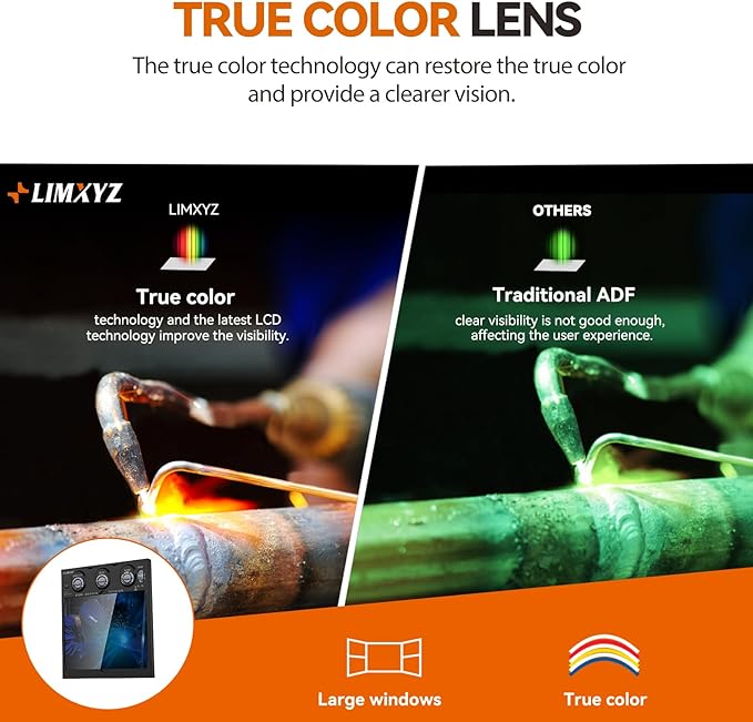 Auto Darkening Welding Lens True Color 5.24"x4.49" with 4 Arc Sensors, Adjustable Shade 4/9-13 for Welding Helmets/Hoods | Automatic Darkening Lens & Premium Welding Helmet Accessories