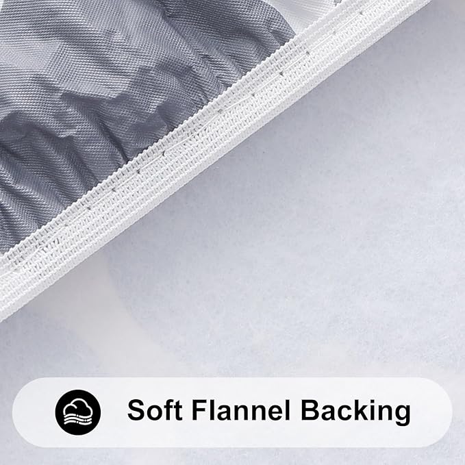 Smiry Rectangle Picnic Table Cover, Waterproof Elastic Fitted Camping Tablecloths for 4 Foot Tables, Wipeable Flannel Backed Vinyl Tablecloth Protector for Indoor, Outdoor (Grey, 24x48 Inches)