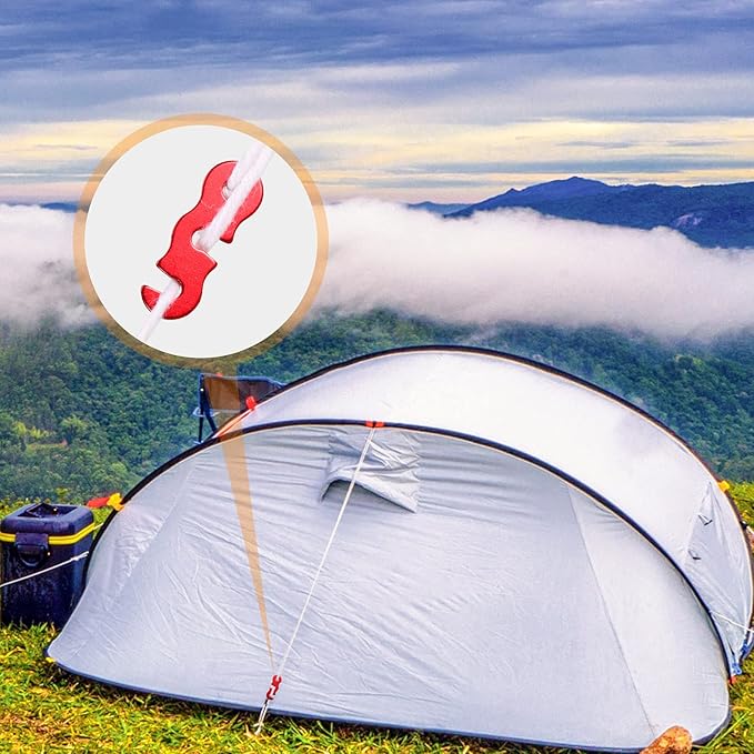 Sumind 30 Pieces Tensioner Aluminum Alloy Camping Tent Rope Adjuster Guyline Aluminum Cord Adjusters Tensioners Wind Rope Buckles for Camping Hiking Backpacking Outdoor Activity