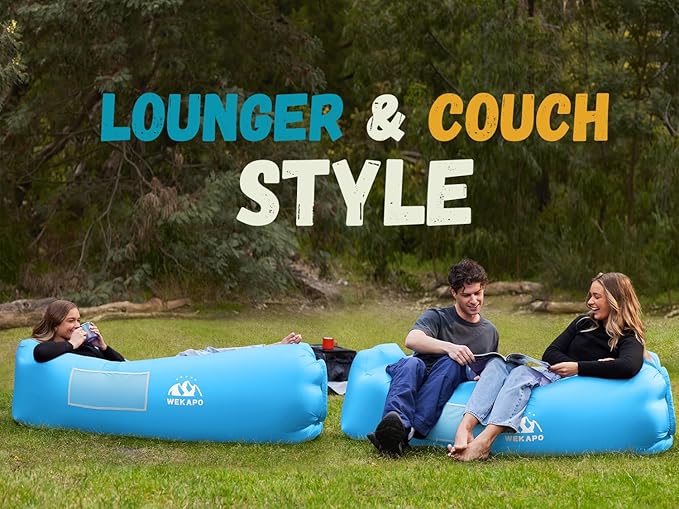 WEKAPO Inflatable Sun Lounger, Air Sofa, Hammock, Portable, Waterproof and Leak-Proof, Ideal for Backyard, Beach, Travel, Camping, Picnics and Music Festivals