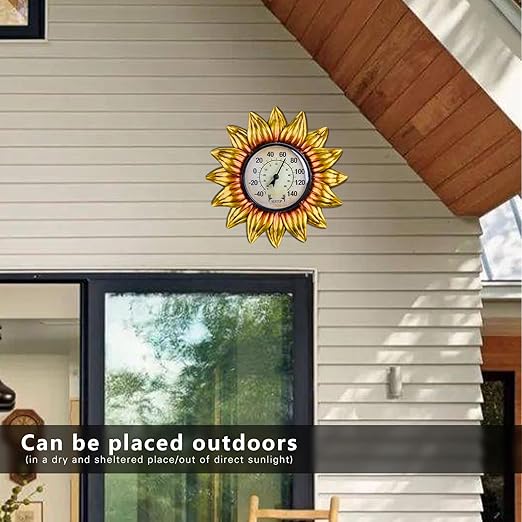 MUMTOP Outdoor Thermometers for Patio - Indoor Outdoor Thermometer, Sunflower Wall Thermometer Wireless for Garden Home Decor