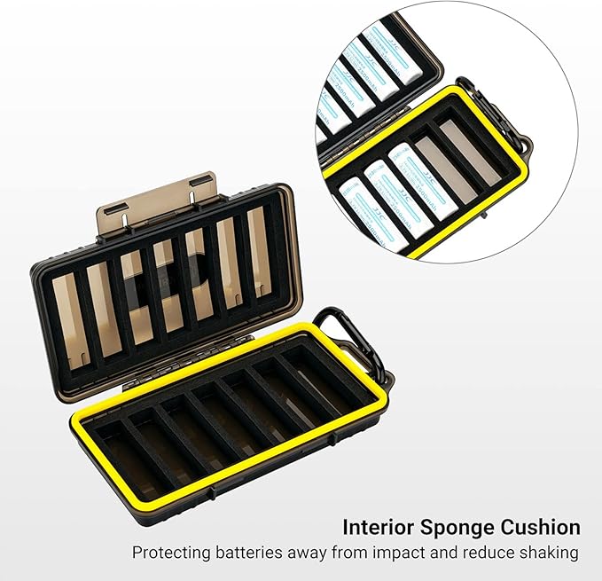 JJC 14 Slots 18650 Battery Case with Carabiner, Water-Resistant and Shockproof Battery Storage for 14 x 18650, 18650 Organizer Box