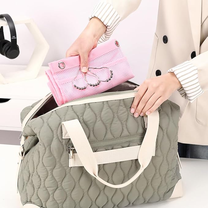 Hanging Mesh Shower Caddy for Bathroom - Quick Drying Portable Shower Organizer with Multiple Pockets for Soap,Shampoo and Cruise Ship Essentials Saving Bathroom Storage,Pink,1 Pack