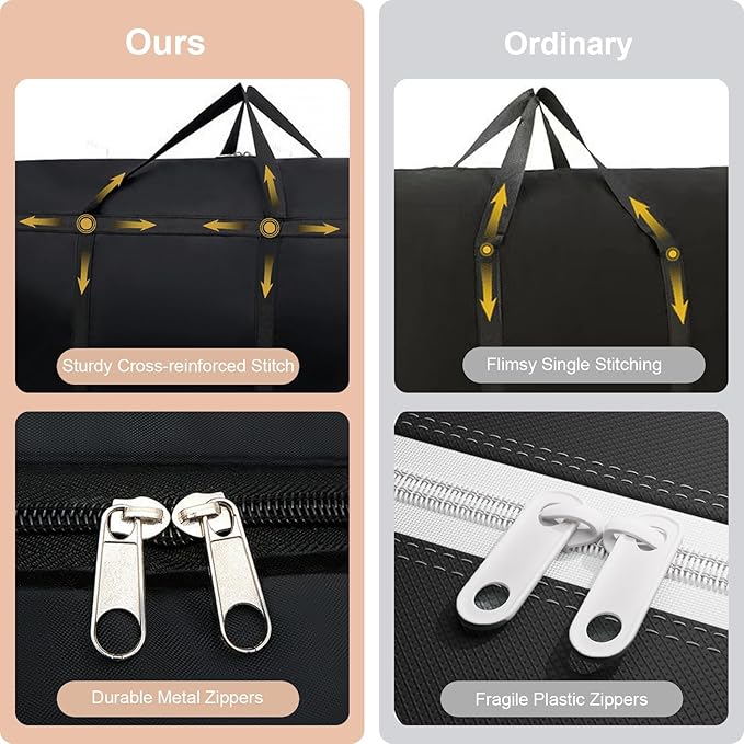 WITERY 180L Large Storage Bags - Big Moving Bags Heavy Duty with Zippers & Handles, Alternative to Moving Boxes and 39Inch Storage Tote for Space Saving, Travel, Clothes, Blankets, Pillows, Bedding