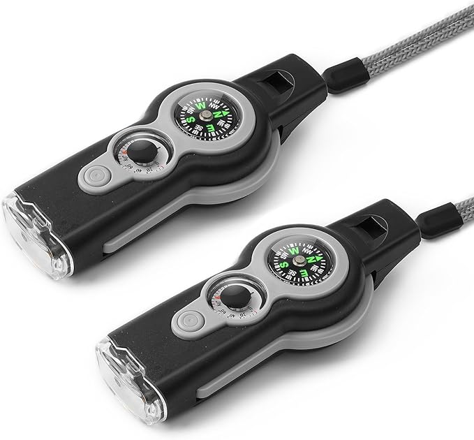 Emergency Survival Function Whistle, Outdoor Multifunctional Tool Safety Whistle with Lanyard, Ideal for Kayaking, Boating, Hiking, Camping, Climbing, Hunting, Fishing, Rescue Signaling
