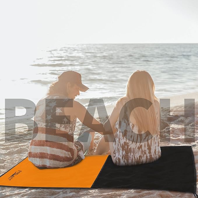Frelaxy Pocket Picnic Blanket, Waterproof Sandproof Beach Mat, Compact Camping Tarp for Festivals, Hiking, Travel, Outdoor Recreation