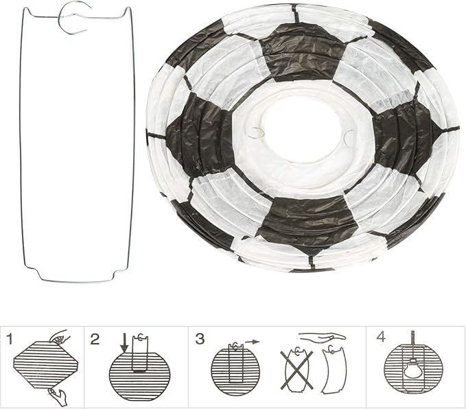 Kesoto 8 In Soccer Ball Paper Lantern Decoration Soccer Goal Birthday Party Decoration - Pack of 5