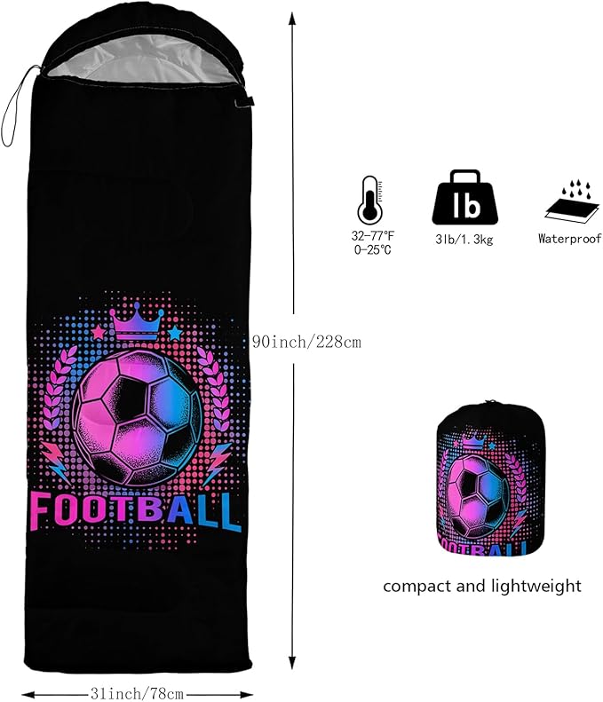 AILONEN Blue Glowing Basketball Sleeping Bag for Kids Boys,Warm and Cool Weather,Lightweight,Waterproof Backpacking,City Theme Ball Sports Sleeping Bag for Camping